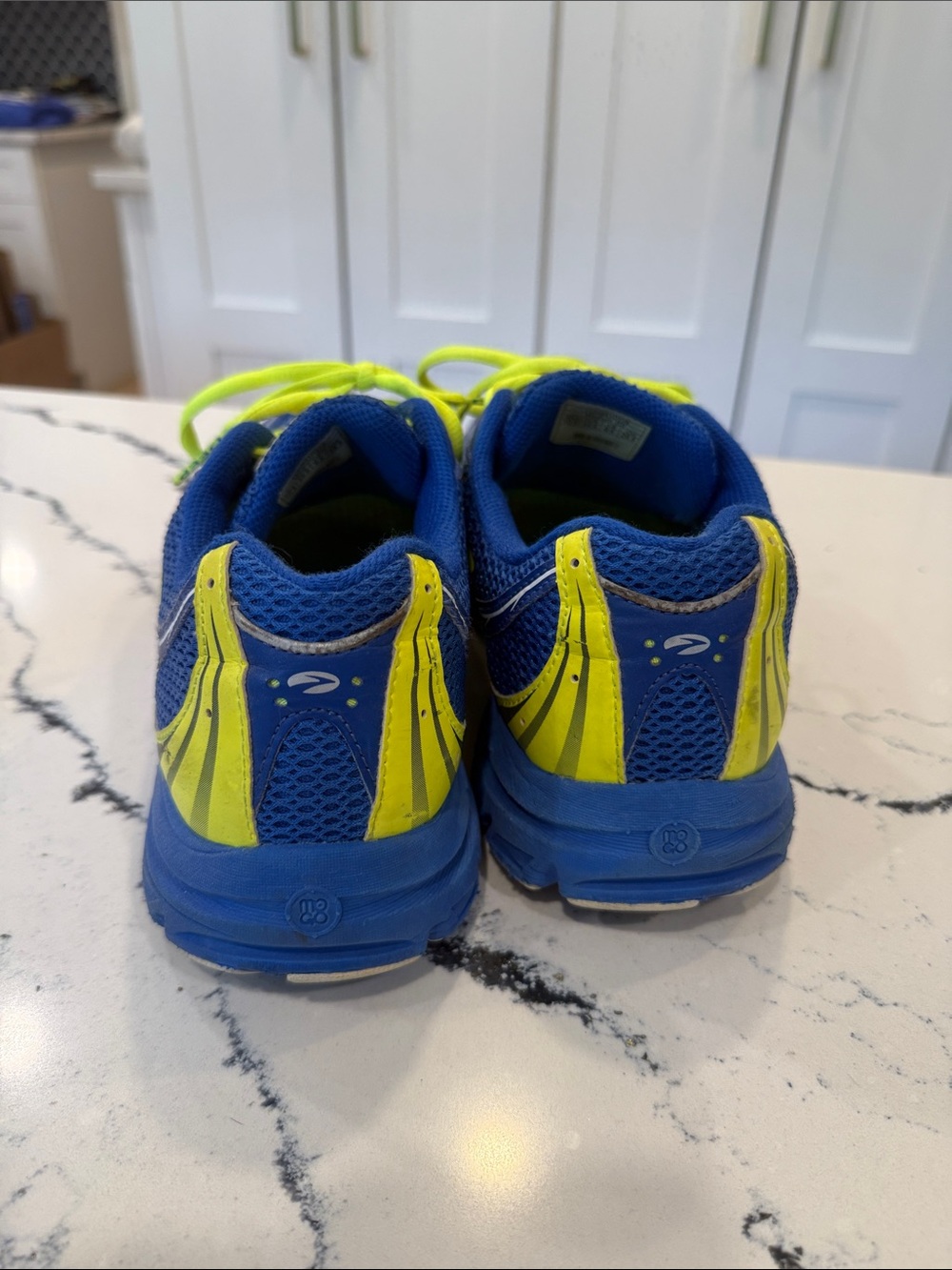 Brooks Blue and Neon Yellow Running Shoes - Picture 3 of 4